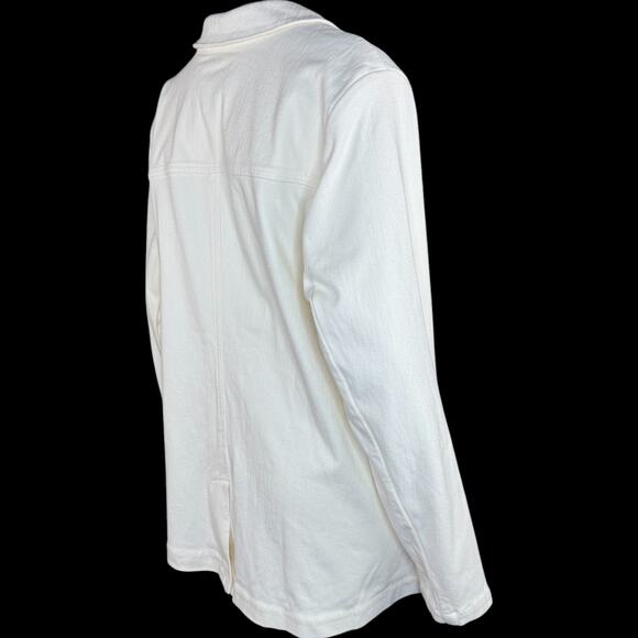 Isaac Mizrahi Live! Knit Denim Classic Slimming Blazer Cream X-Large Career - Picture 5 of 13